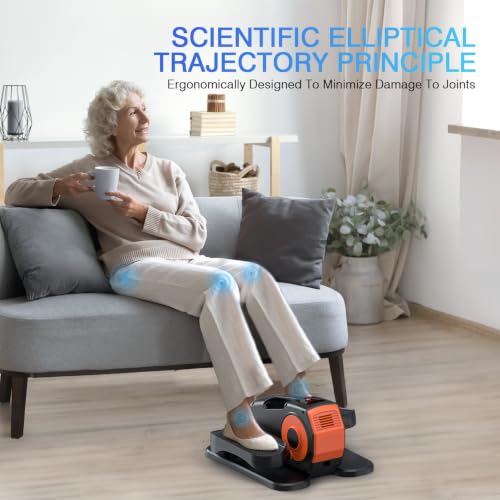 DUREXO Orange Under Desk Elliptical with Remote Control & 12 Speeds – Portable Leg Exerciser for Seniors & Office Use