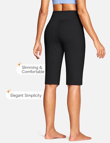 ISEEGZ Capri Pants for Women with Pockets - 14-Inch Inseam Black XL
