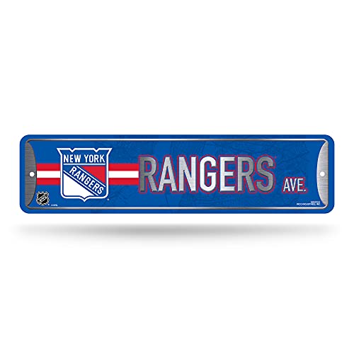 NHL Hockey Metal Street Sign - New York Rangers, 4x15 Inches, Waterproof, Made in USA