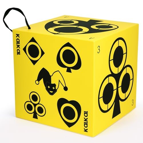 Kalkal Yellow Foam Archery Target, 6-Side Self-Healing Block with Carry Handle
