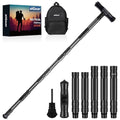 Black 40.5-Inch Tactical Walking Stick with Survival Tools & Versatile Handle - 5 Tubes