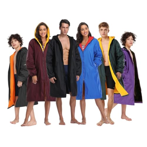 Unisex Waterproof Swim Parka - Team Colors, Medium, Black & Red