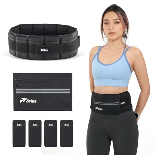 ZELUS Adjustable Weighted Belt for Men & Women, 8lb, Black, Medium (31.5-46.5")
