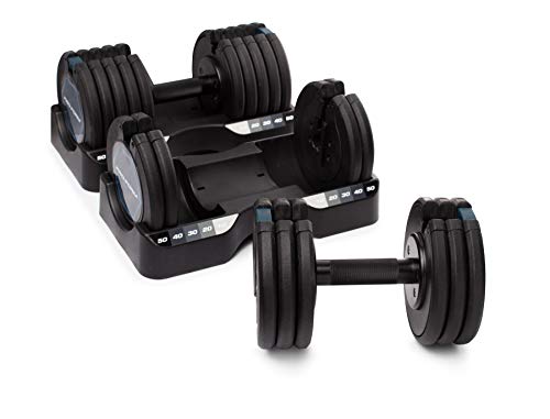 ProForm Adjustable Dumbbells 50 lb Set with Storage | Home Fitness Equipment