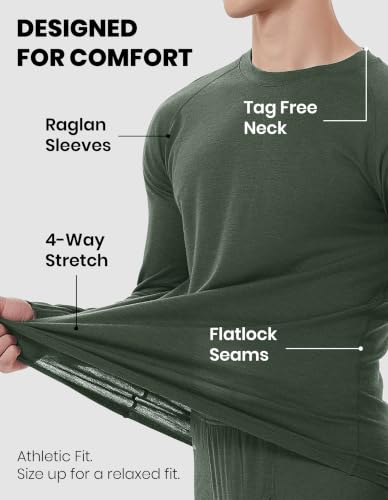 Iguana Men's Merino Wool Base Layer Long Thermal Bottoms, Large, Dark Green 190
