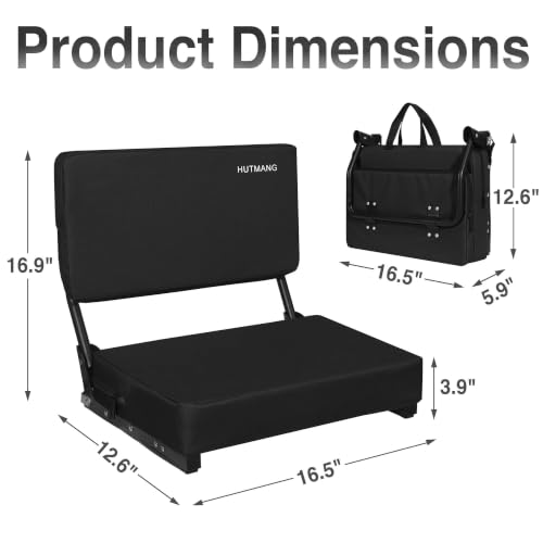 Black 2-Pack Swivel Stadium Bleacher Seats with Back & Cushions, Portable & Anti-Tip