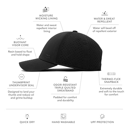 Melin A-Game Hydro Icon Performance Snapback Hat Medium-Large Black Water-Repellent