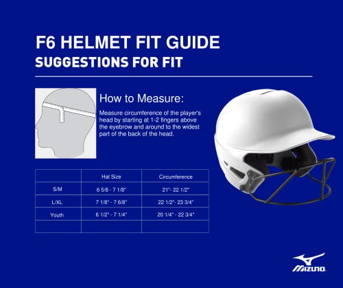 Mizuno Adult F6 Fastpitch Softball Batting Helmet with Mask - White Small-Medium