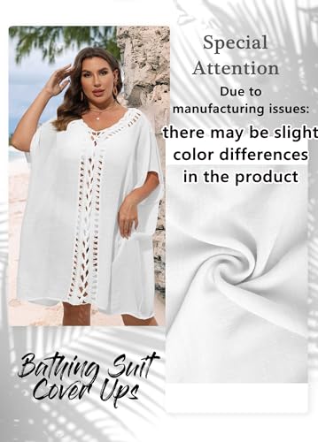 Chalier Plus Size Bathing Suit Cover Up for Women - White