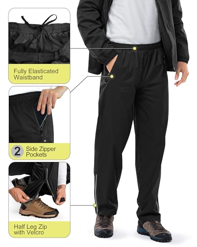 33,000ft Men's Packable Waterproof Rain Suit - Large/32" Inseam, Black