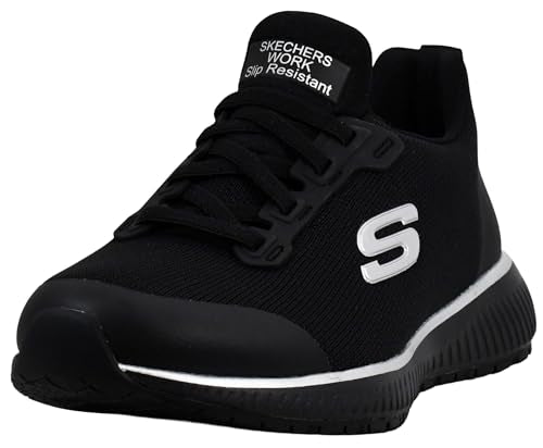 Skechers Women's Squad Slip-On Shoes Black/Silver - Athletic Work Sneakers