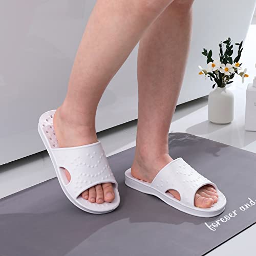 Quick Dry Shower Shoes for Women Men with Arch Support - White, 13-14 Women / 11.5-12.5 Men