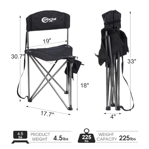 2 Pack Portable Folding Tripod Camping Stool with Backrest & Carry Strap - Extra Wide, Weather-Resistant Seat