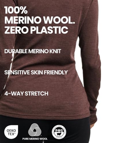 Merino Wool Base Layer Women - Long Sleeve Thermal Shirt & Socks Medium / 250 Natural Merinos