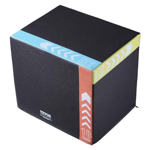 VEVOR 20x18x16 inch 3-in-1 Plyometric Jump Box - Anti-Slip Home Gym Platform