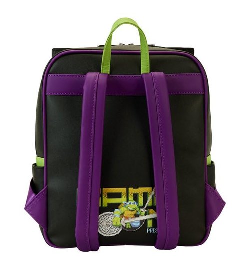 Loungefly Teenage Mutant Ninja Turtles 40th Anniversary Vintage Arcade Mini Backpack, Black/Charcoal, Taglia unica
