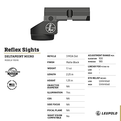 Leupold DeltaPoint Micro Pistol 3 MOA Low Profile Optic - Matte