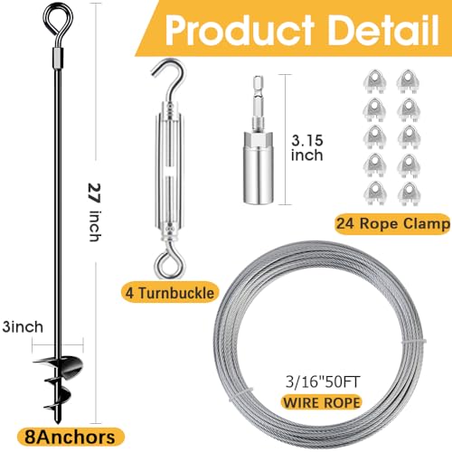 27-Inch Ground Anchors Kit with 3/16