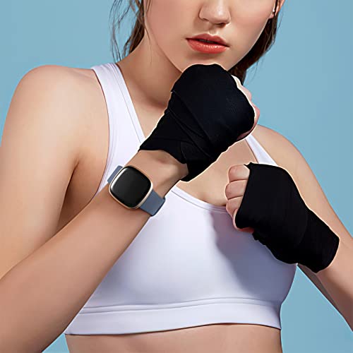 Large Black & Colorful TPU Sport Wristbands for Fitbit Versa 3 & Sense - 4 Pack, Women & Men
