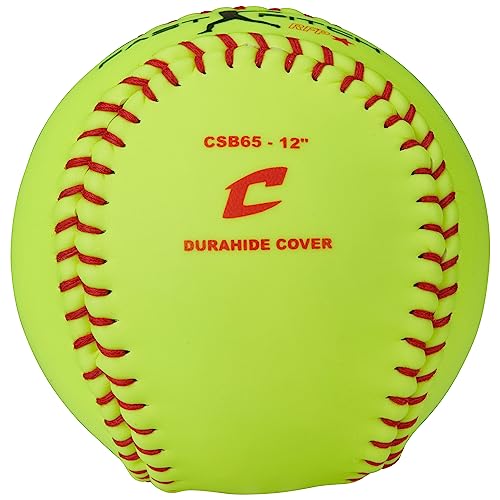 Champro Optic Yellow 12-Inch Recreational Fastpitch Softballs with Durahide Cover - 12 Pack