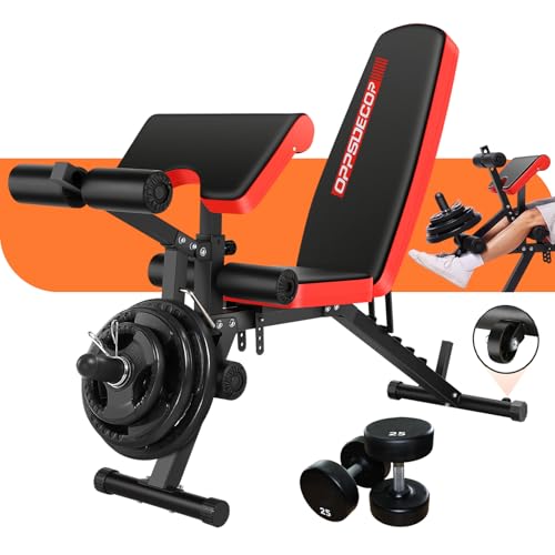 Adjustable Weight Bench with Leg Extension & Curl - Black, 800LBS Capacity