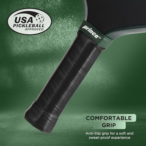 Prince Phantom Elite Elongated Pickleball Paddle - Green, Lightweight & Durable