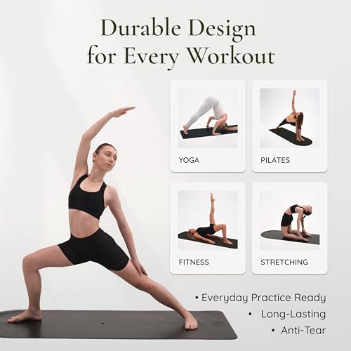 Charcoal Black Premium PU Yoga Mat with Non-Slip Grip & Carry Strap – 72x26 Inches