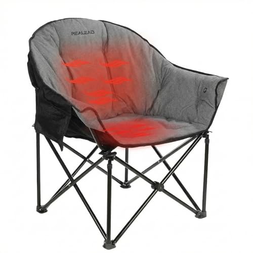 RELEASE Oversized Heated Camping Chair with Fully Padded Back & Seat - Grey