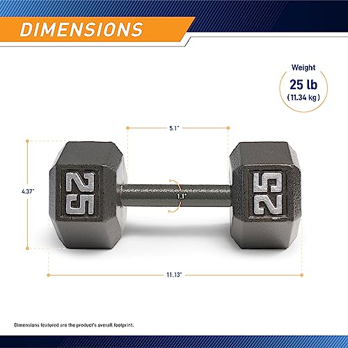 Marcy 25lb Cast Iron Hex Dumbbell - Space-Saving Hex Shaped Head