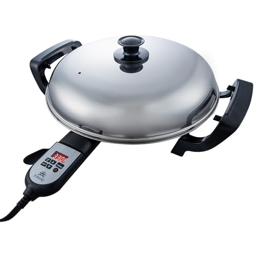 Ethniq 16-Inch Electric Crepe Griddle for Injera & Pancakes - Digital Temp Control