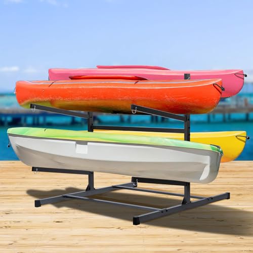 Heavy Duty Kayak Storage Rack for Garage & Outdoor, Holds 4 Watercrafts