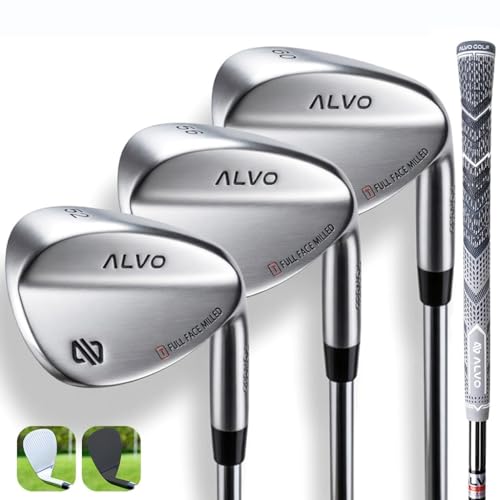 Alvo Golf Full Face Wedge Set Satin Chrome 52°, 56°, 60° for Men - Right Hand