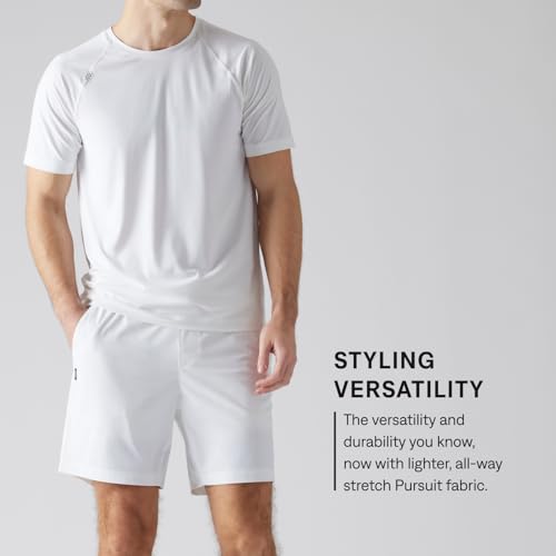 Rhone Men’s 7” Pursuit Shorts Small Bright White – Gym Shorts with Liner & Moisture Wicking