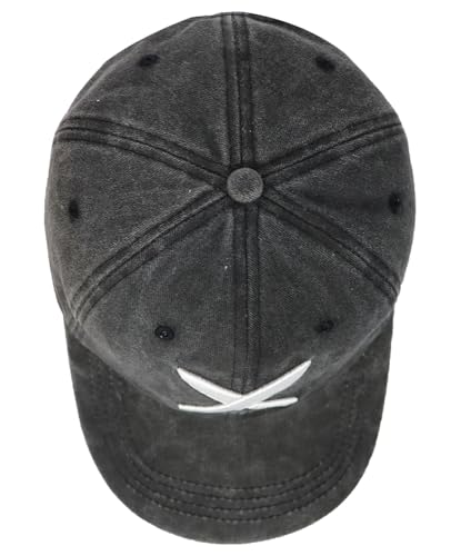 Funny Chef Hats for Men Women, Black Baseball Cap with Knives Design - One Size