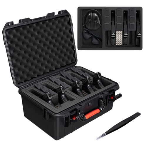 CVLIFE 18-Inch Hard Shell Gun Case for 5 Pistols & 12 Magazines, Waterproof