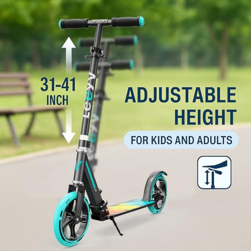 LEEYV Kids & Adult Folding Kick Scooter Blue & Black, Max 240 LBS