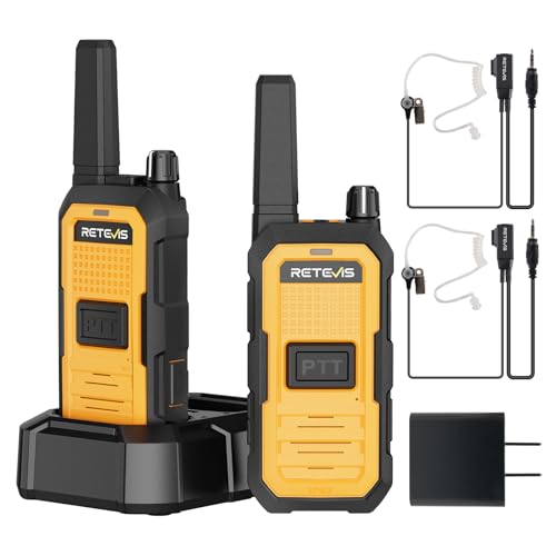 2 Pack Waterproof Walkie Talkies with Earpieces IP67 Two-Way Radios for Jobsite