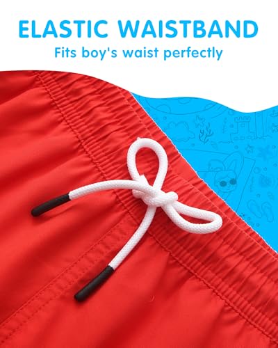 Toddler Boys Swim Trunks 5-6 Years Red Bathing Suit Kids Swimwear - ECGK