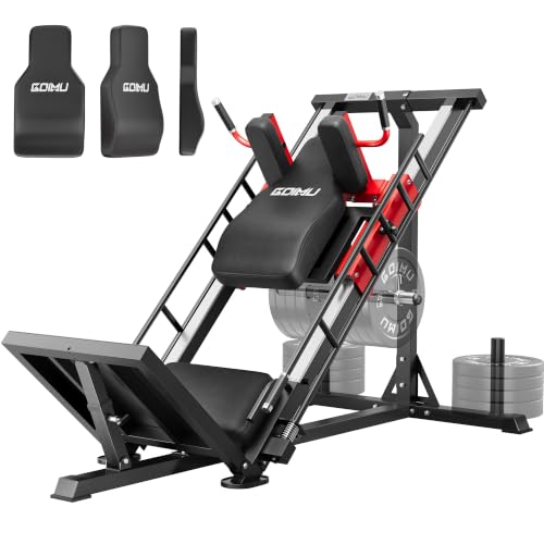 Red 3-in-1 Leg Press Hack Squat Machine with Back Support Cushion