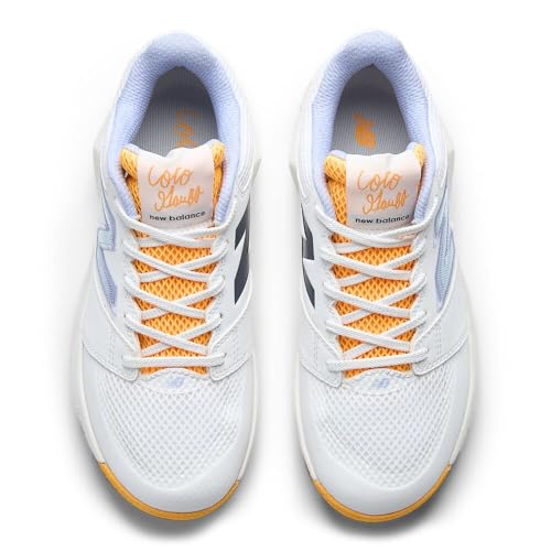 New Balance Women's FuelCell Delray V2 Tennis Shoes White Hot Marigold 8