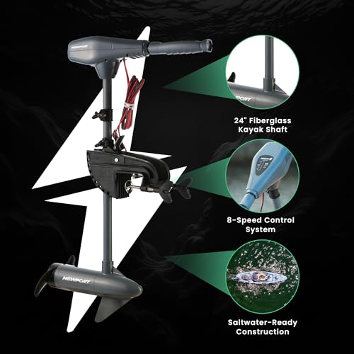 Newport Kayak Series 55lb Thrust Saltwater Electric Trolling Motor with LED Battery Indicator - 24" Shaft (Motor Only)