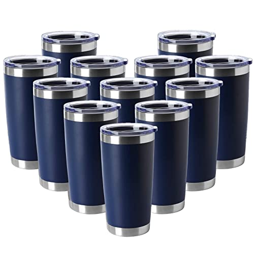 HASLE OUTFITTERS 20oz Navy Stainless Steel Double Wall Vacuum Insulated Tumbler - 12 Pack (Variation: Navy-A)