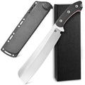 Silver Fixed Blade Knife with Carbon Fiber Handle, DC53 Steel, Full Tang, Sheath for Camping & Hunting