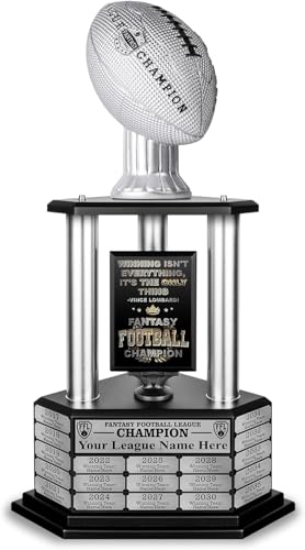 Silver 26 Inch Perpetual Fantasy Football Trophy - TrophySmack 19-Year Champion Award