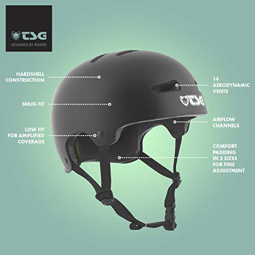 TSG Evolution Bike & Skate Helmet L/XL Satin Black 57-59cm - Certified Safety