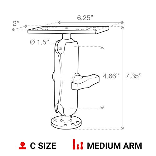 RAM MOUNTS Fish Finder & GPS Mount with Medium Arm - Drill-Down Base