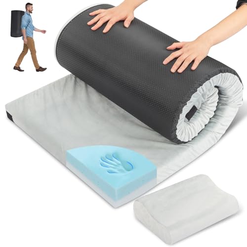 Outvita 75x25x3 Inch Portable Camping Memory Foam Mattress with Pillow, Gray