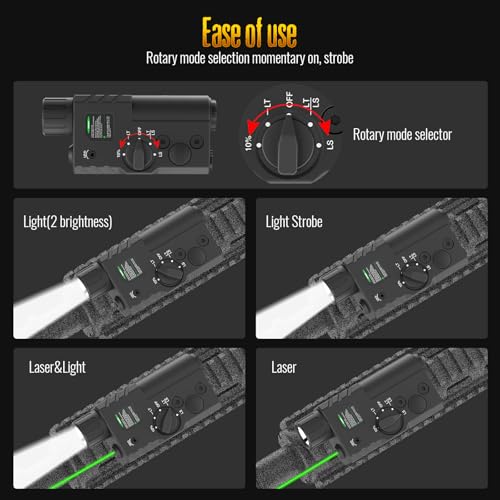 DEFENTAC 2000 Lumens Blue Laser Light Combo - Tactical Flashlight &