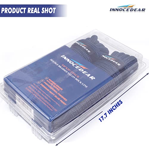 2 Pack Navy Blue Dock Lines - 35 Ft, Double Braided Nylon with Eyelet - 5/8"