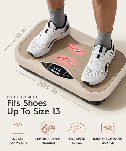 Revo Vibration Plate with Red Light Therapy, Bluetooth Speakers & Resistance Bands